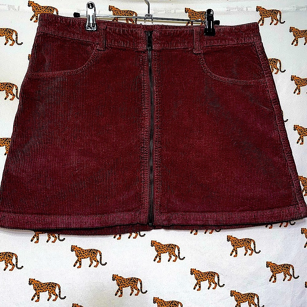 American Eagle pink corduroy zip-up skirt size 14